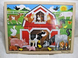Melissa &amp; Doug Barnyard Buddies 24pc Wooden Jigsaw Puzzle-Crafted By Hand-Age 3+ - £19.61 GBP