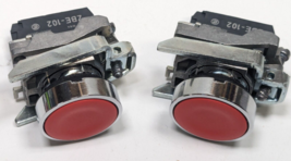 Lot of 2 Schneider Red Momentary Push Button Assembly w/ ZBE-102 Termina... - $24.74