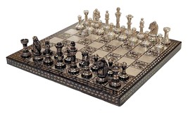 Collectible 100% Brass Vintage Chess board game set with brass coins Pawns - $193.04