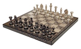 Collectible 100% Brass Vintage Chess board game set with brass coins Pawns - £154.68 GBP