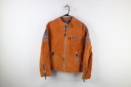 Vtg 90s Wilsons Leather Mens M Striped Suede Leather Cafe Racer Bomber J... - £84.24 GBP