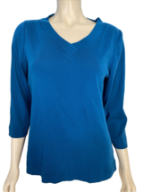 Chico&#39;s V Neck Ultimate Tee Blue 3/4 Sleeve Size 1, Fits M - $18.99