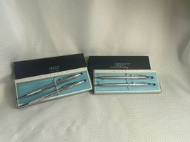 Vtg Lot Of 2  Cross No 3501 Chrome Pen &amp; Pencil Sets in Boxes UNTESTED - £23.99 GBP