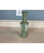 Miniature 5.5&quot; Painted Victorian Style Ceramic Vase Green And White - $20.20 CAD