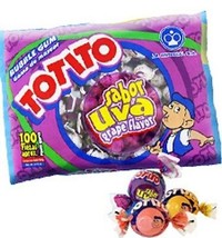 Totito Uva Goma De Mascar Chicles Grape Flavored Bubble Gum 100 Pcs 22.5oz - $22.97 CAD