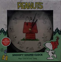 Peanuts Snoopy Sound Clock Plays &quot;linus &amp; Lucy&quot; Song With Tabletop Stand 8x8x2 - £28.48 GBP