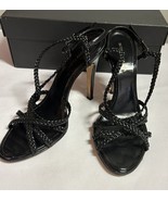 Black Leather Strappy Sandals Heels by BCBG Maxazria Size 7 M - £21.80 GBP