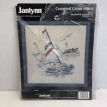 Sailboats &amp; Seagulls Cross Stitch Kit Janlynn 9&quot; x 9&quot; Opened - £7.76 GBP