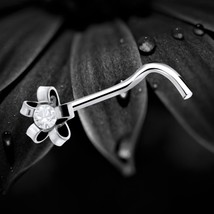 925 Sterling Silver Hollow Petal Flower Floral Nose Stud Screw Pin Elega... - $181.62 MXN