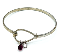 Vintage SU CZ CH Purple Briolette Bead Bangle Bracelet - $17.82