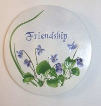 Salt Marsh Pottery Trivet Flowers Friendship Round Tile Wall Plaque Decor 6&quot; - £11.05 GBP