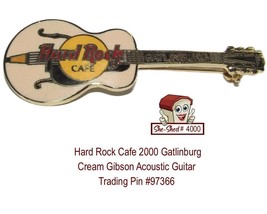 Hard Rock Cafe 2000 Gatlinburg Cream Gibson Acoustic Guitar #97366 Trading Pin - $14.95