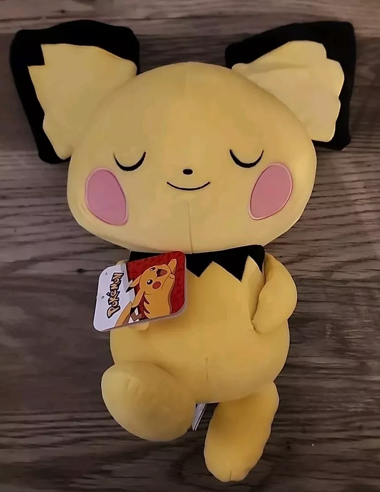 NWT Pokémon Soft BIG Squishy Sleeping Pichu Cushion 18 inch Plush Jazwares - $45.67