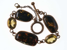 Stephen Dweck Sterling Multi-stone toggle bracelet with antique gold/bronze fini - $376.20