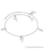 Dolphin, Crystal Bead &amp; 1.8mm Rolo Chain Italy .925 Sterling Silver Char... - €25,34 EUR