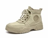 Le boots women cow suede canvas pacthwork combat boots casual autumn high top lady thumb155 crop