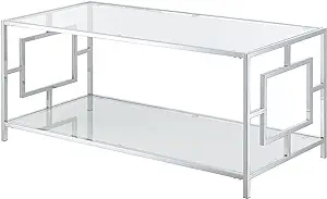 Town Square Chrome Coffee Table With Shelf, Glass/Chrome - $243.99