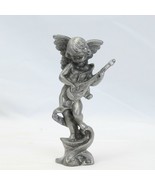 Pewter Angel Figurine with Lute 4&quot; Tall  - £20.72 GBP