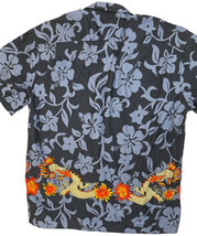 Hilo Hattie Dragons Hawaiian Shirt  Large Serpents Flowers Tropical Button - £11.72 GBP