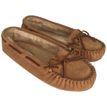 Minnetonka Moccasins Leather Cally Slipper Pile Lined Womens Cinnamon Suede 11 - £24.50 GBP