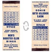 Vtg Matchbook Cover Mens Booster Club Bingo Sault Ste. Marie MI 1940s Baraga Aud - £10.27 GBP
