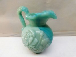 Beautiful Vtg AVON Jadeite Teal Blue Aqua Milk Glass Pitcher Creamer Oil Cruet - £12.40 GBP