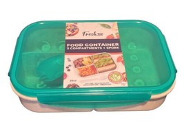 Fresh 360 Food Container Bento Box 3 Compartments + Spork BPA Free - £11.83 GBP