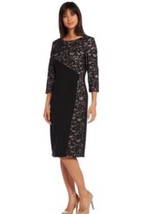 R&amp;M Richards Black Lace Formal Dress Size 12 Cocktail Evening Party Midi - $42.00