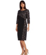 R&amp;M Richards Black Lace Formal Dress Size 12 Cocktail Evening Party Midi - $776.35 MXN