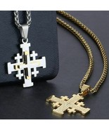 Bible Jerusalem Crusaders Cross Pendant Necklace Christian Stainless Ste... - £11.74 GBP