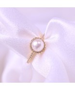 Natural Freshwater Pearl  CZ Diamond Round Gemstone Sterling Silver Wome... - €49,22 EUR