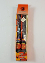 Vintage Pumpkin Time Kmart Set of 2 Halloween Tapered Candles 10&quot; Cat &amp; ... - £19.77 GBP