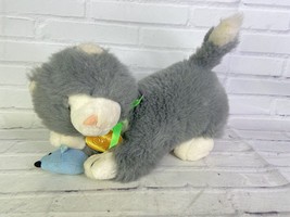 VTG Dakin Soft Classics Cat With Blue Mouse Gray Plush Stuffed Animal 1995 - £40.90 GBP