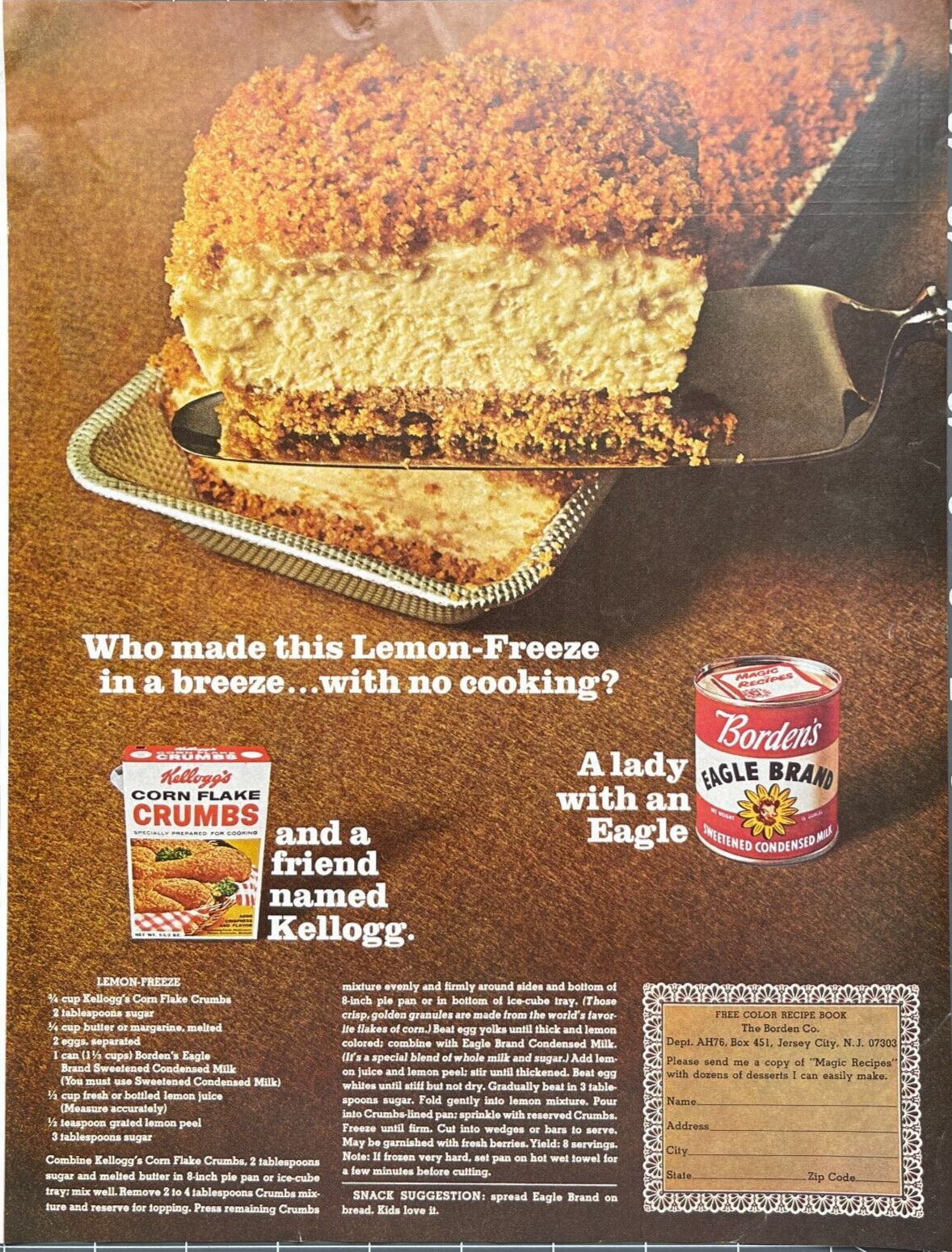 1966 Kellogg Eagle Vintage Print Ad Who Made This Lemon-Freeze In A Breeze - $14.45