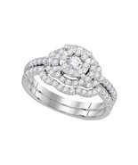 14k White Gold Diamond Round Bridal Wedding Engagement Ring Band Set 5/8... - £1,118.29 GBP