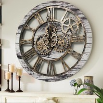 Wall clock 24 inches with real moving gears Grey &amp; White - $189.00