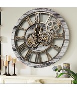 Wall clock 24 inches with real moving gears Grey & White - £182.62 GBP