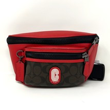 Coach Westway Belt Bag In Signature Canvas With Coach Patch Brown Red CE494 - $295.02
