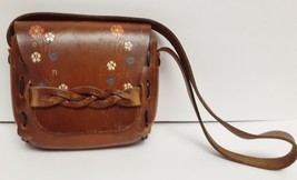 VTG Hand Tooled Leather Western Purse Shoulder Bag Floral Hippie Boho - £35.22 GBP