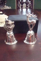 LivingQuarters two 2008 Christmas Bell Silverplate,&quot;bird in a nest&quot;&amp;&quot;deer&quot; ORIG - $29.69