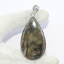 Natural Labradorite Gemstone Handmade 925Silver Plated Pendant Jewelry Size 2.7&quot; - $6.79