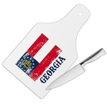 Georgia : Gift Cutting Board Flag Distressed Souvenir State USA Christmas Cowork - £22.74 GBP