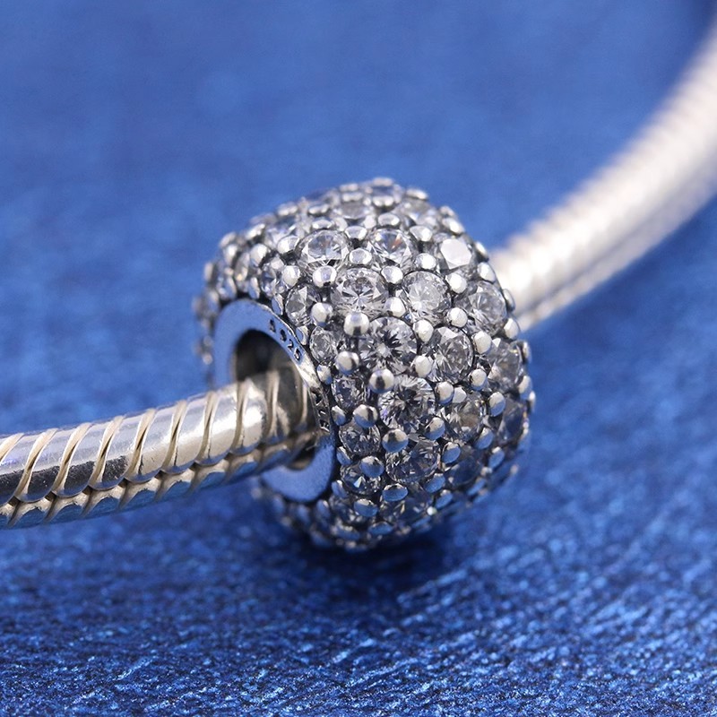 925 Sterling silver Sparkling Pavé Triple-row Charm  792820C01