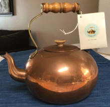 Tagus Bright Copper Coffee Kettle Tea Pot Portugal Wood Handle Tin Lined... - $43.49
