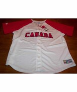 WOMEN&#39;S CANADA WORLD BASEBALL CLASSIC STITCHED JERSEY 2XL XXL NEW MAJESTIC - $74.47 CAD