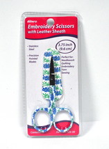 3 3/4 inch Lavender Themed Embroidery Scissors in Leather Sheath - £5.44 GBP