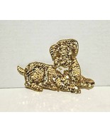 Gold Sequin Dog With White Beads 7&quot; x 4&quot; Sequin Applique VGC - $177.66 MXN