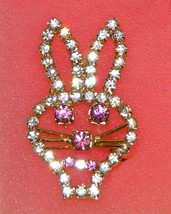 Vintage Rhinestone EASTER PIN Brooch Rabbit Head - £9.48 GBP