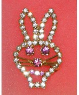 Vintage Rhinestone EASTER PIN Brooch Rabbit Head - £9.61 GBP
