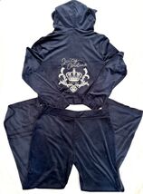 Juicy Couture Bling Crown Velour Tracksuit Hoodie &amp; Pants Set Regal Blue... - €81,57 EUR